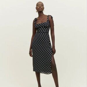 Reformation Besse Dress in Bettie (Black and White Polka Dots)